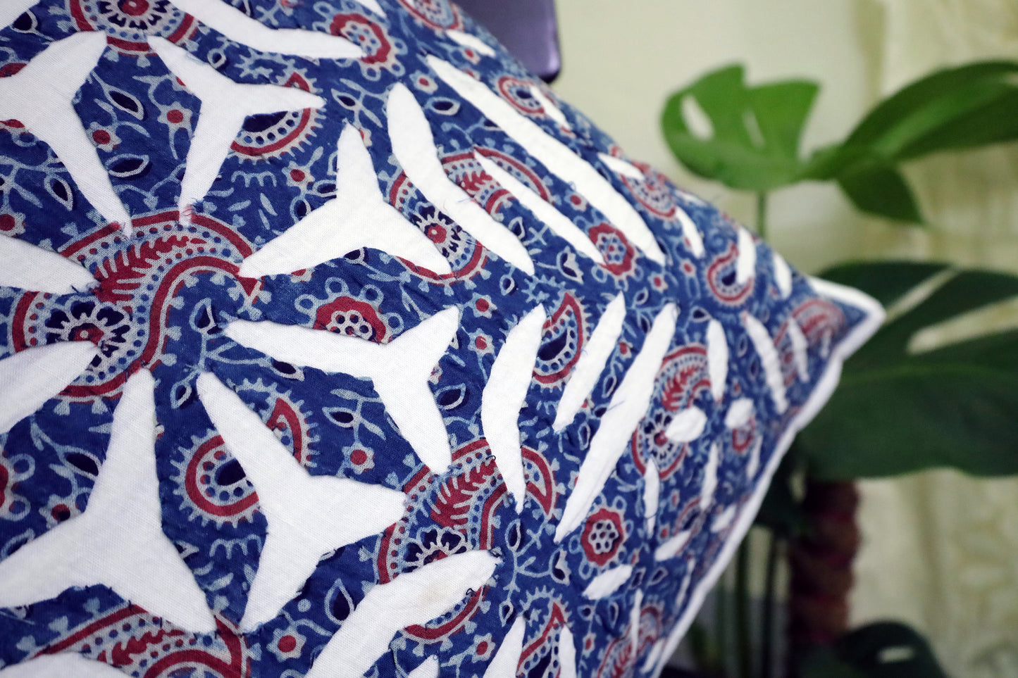 Ajrakh Applique Cutwork Cotton Cushion Covers 16x16