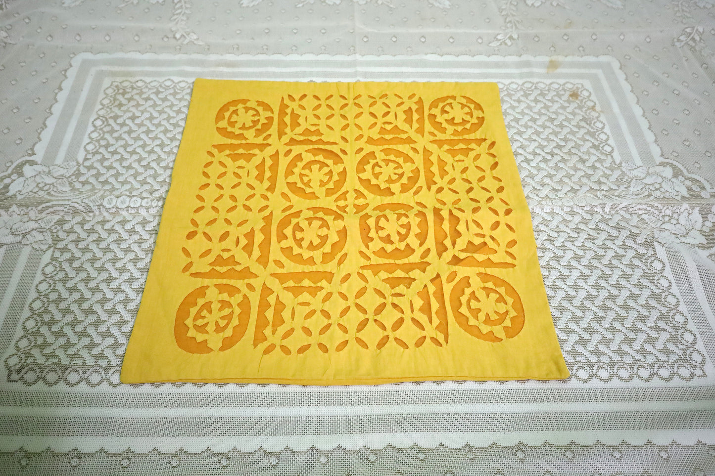Applique Cutwork Cotton-Organdy Cushion Covers 16x16