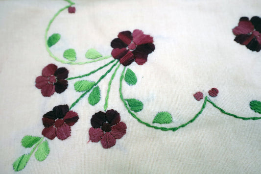 Hand Embroidery Floral Cushion Covers 16x16 (Maroon/Green)