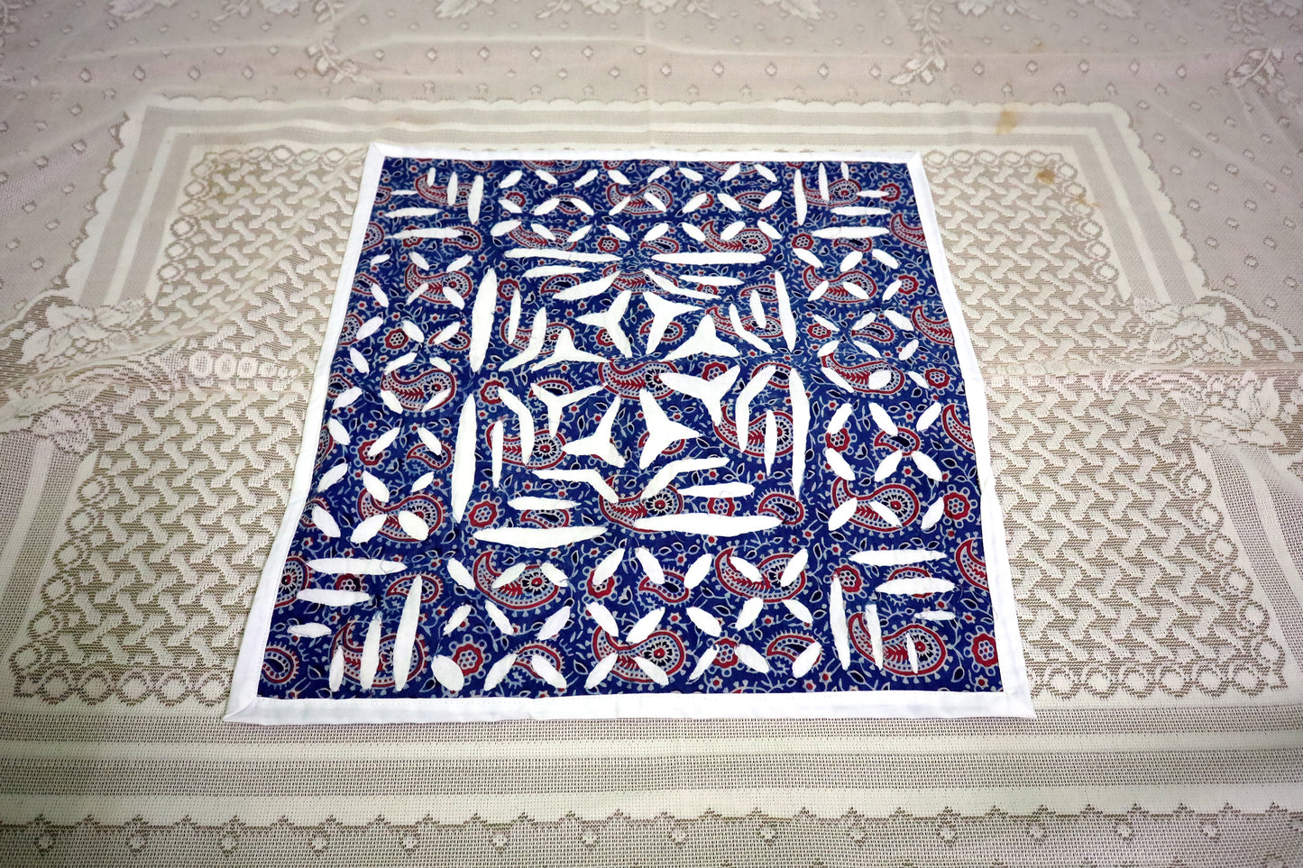 Ajrakh Applique Cutwork Cotton Cushion Covers 16x16