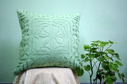 Applique Cutwork Cotton-Organdy Cushion Covers 16x16