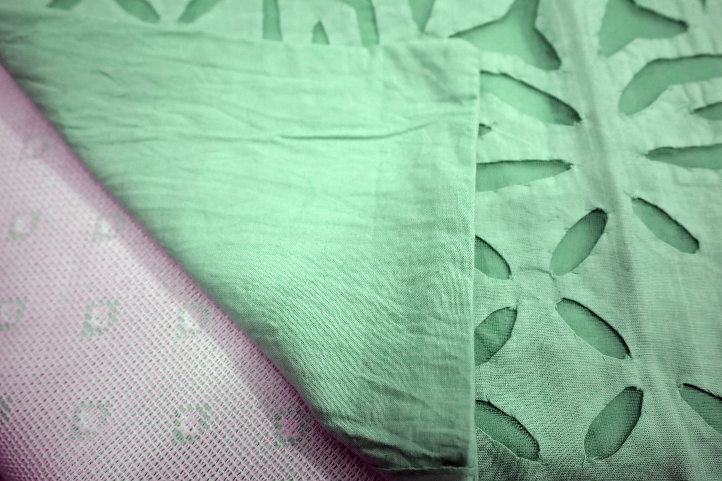 Applique Cutwork Cotton-Organdy Cushion Covers 16x16
