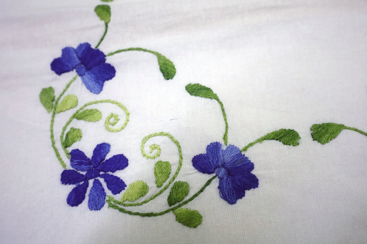 Hand Embroidery Floral Cushion Covers 16x16 (Blue/Green)