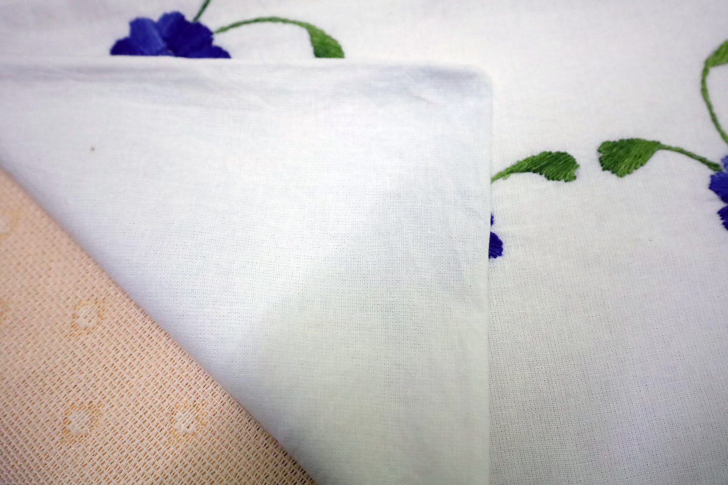 Hand Embroidery Floral Cushion Covers 16x16 (Blue/Green)