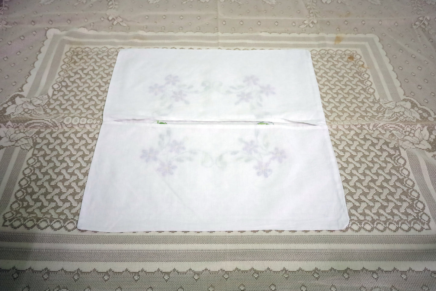 Hand Embroidery Floral Cushion Covers 16x16 (Violet/Green)