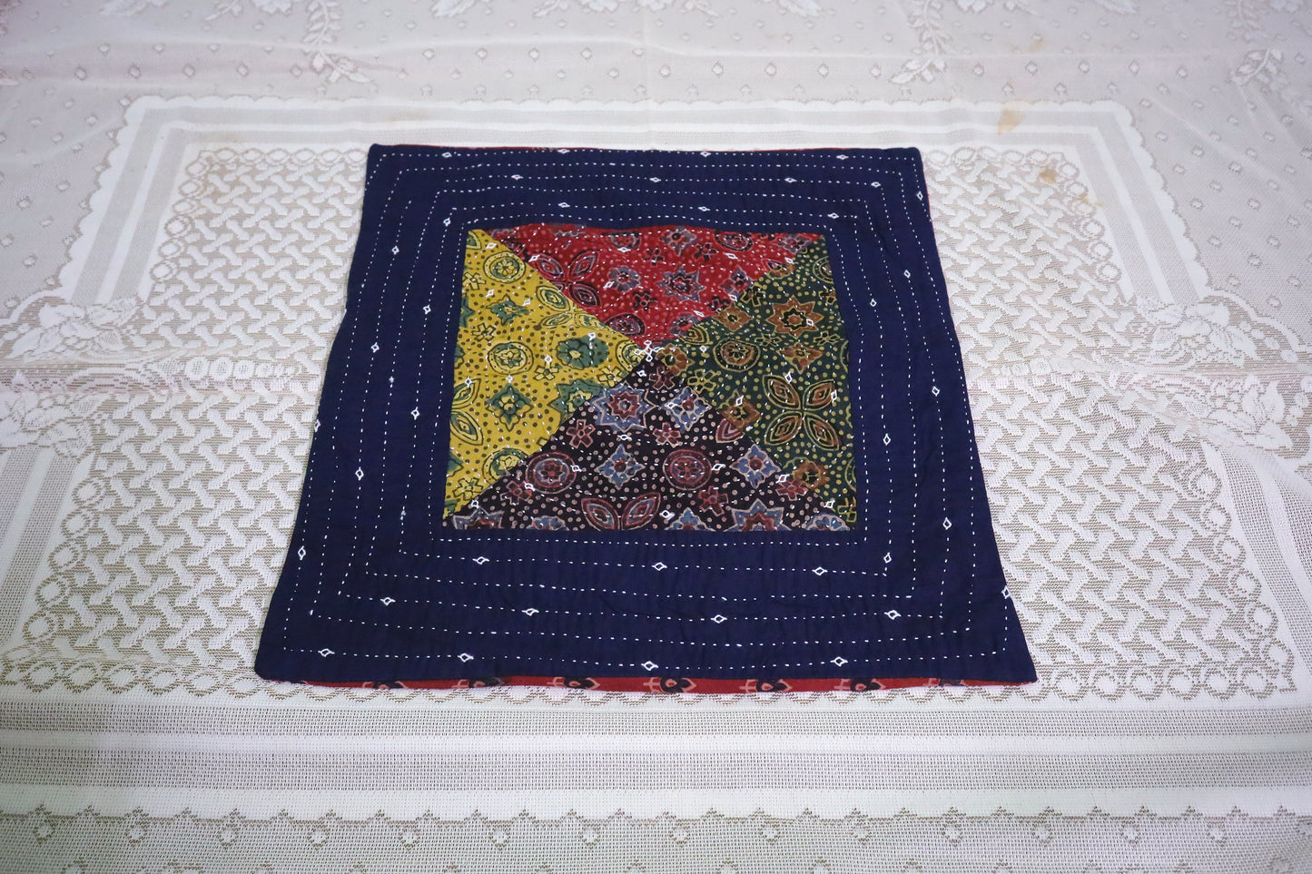 Patchwork Cushion Covers 16x16 (Multicolored - Red/Green/Yellow/Blue)
