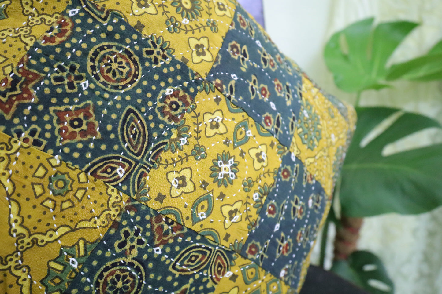 Patchwork Cushion Covers 16x16 (Multicolour - Blue/Green/Yellow)