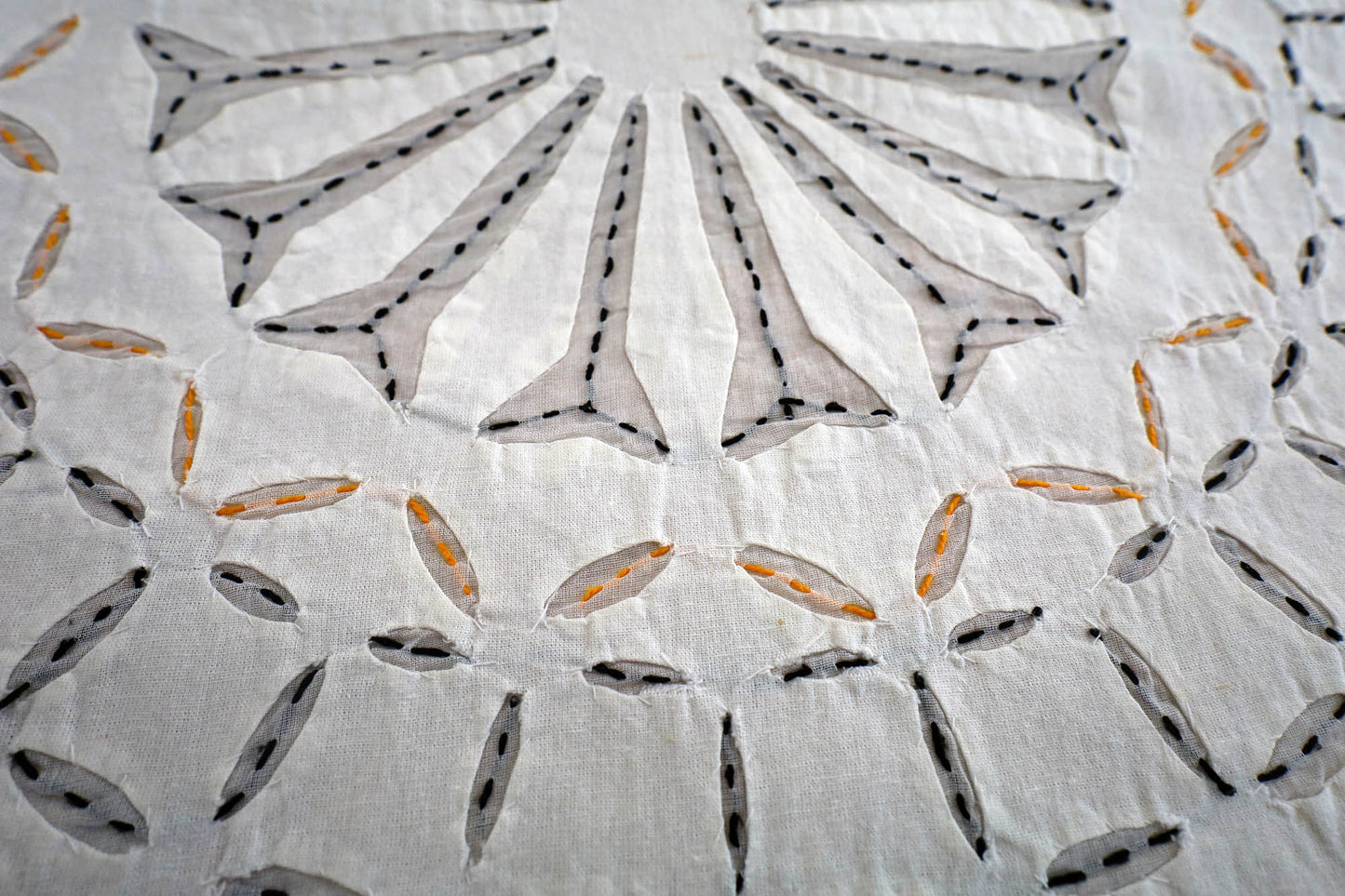 Close up of soft cotton fabric bed cover texture