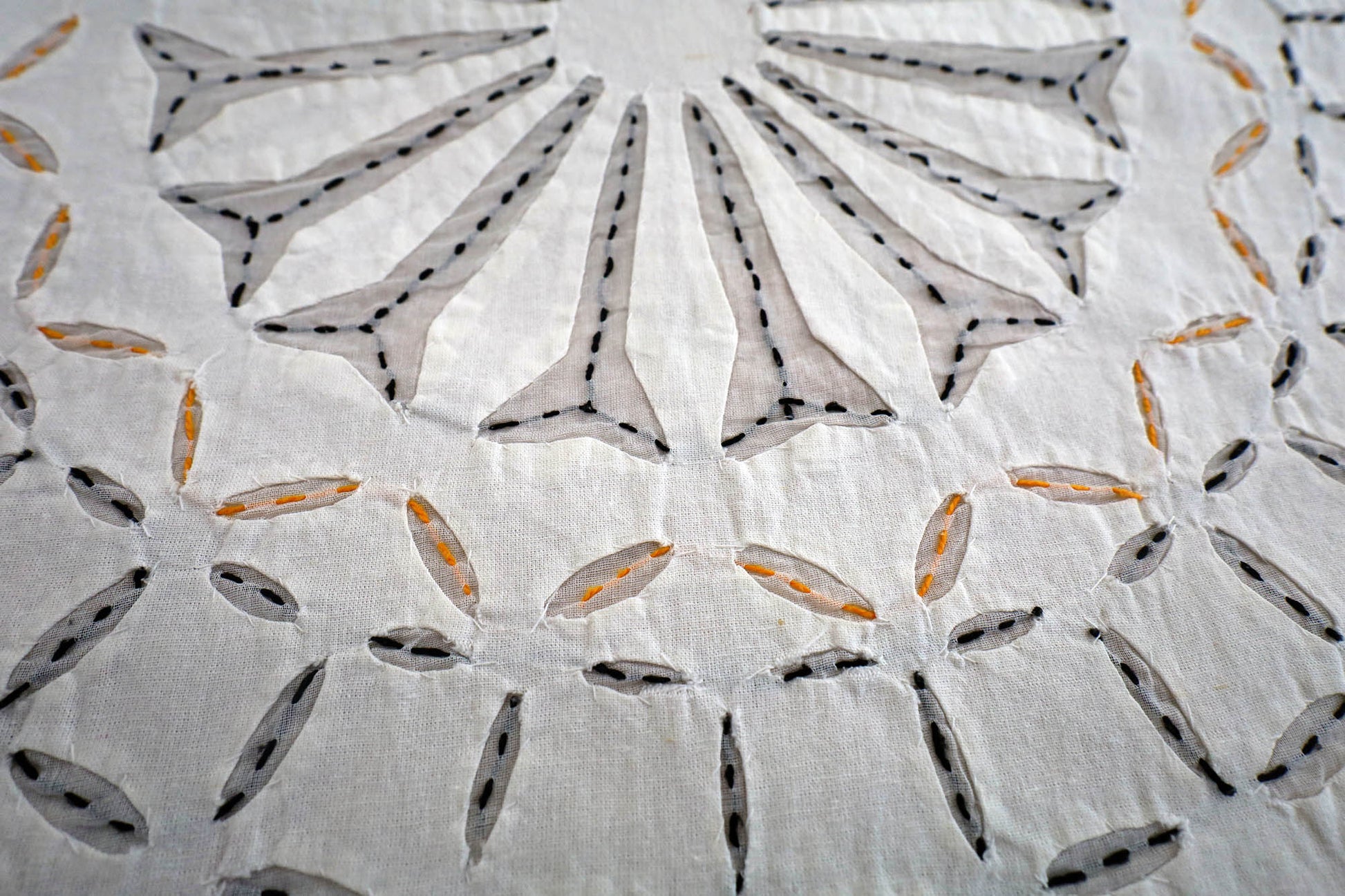 Close up of soft cotton fabric bed cover texture