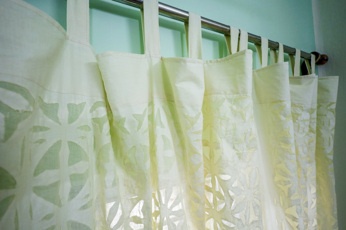 Sheer Applique Cutwork Cotton-Organdy Curtains for Window and Living Room