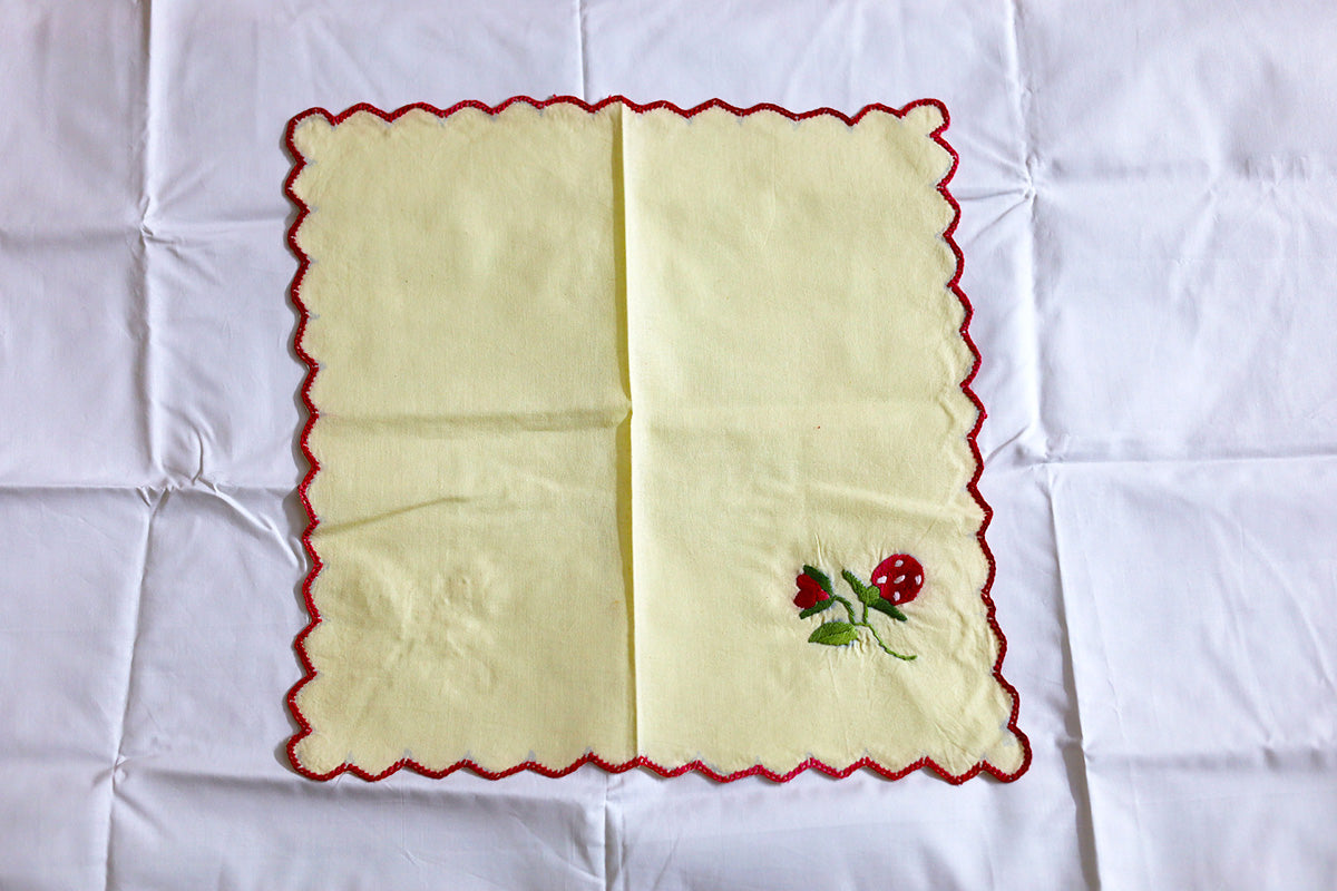 Full view of Wine Red Hand Embroidery Napkins with fine embroidery detailing on soft cotton fabric