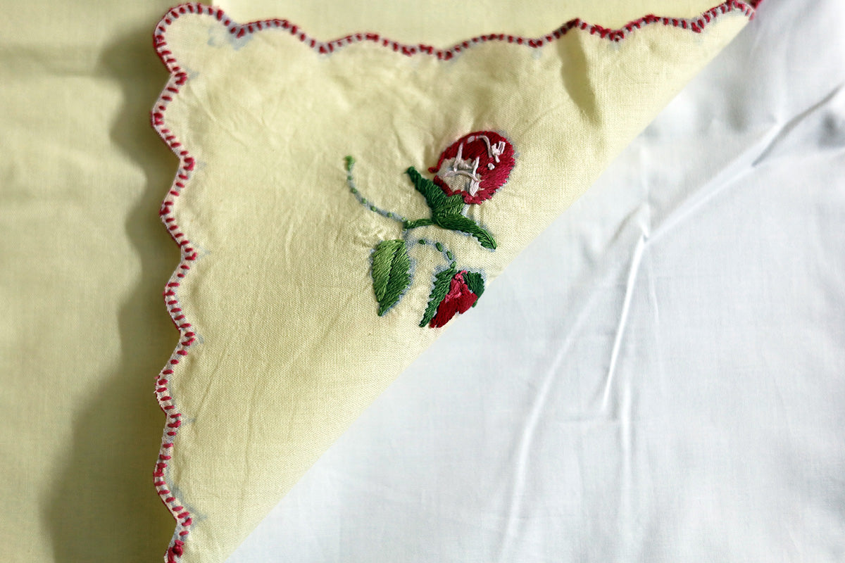 Reverse view of the Orange Hand Embroidery Napkins, highlighting the neat embroidered work and clean finish